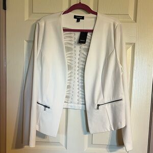 torrid White Open-Front Zip-Pocket Blazer-Size 1